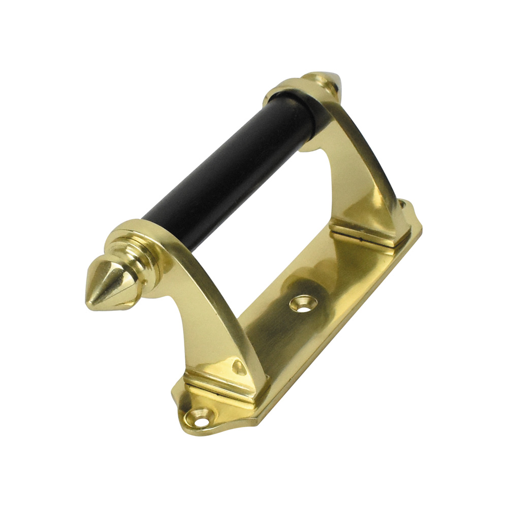 Sash Heritage Victorian Sash Handle with Black Bar (114mm) - Polished Brass